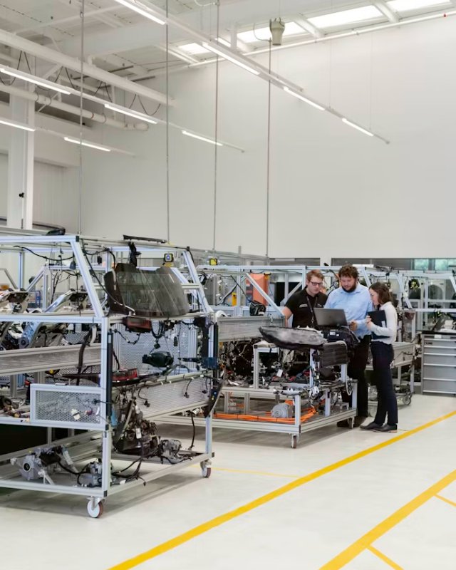 Une équipe examine un équipement industriel sur un site de production