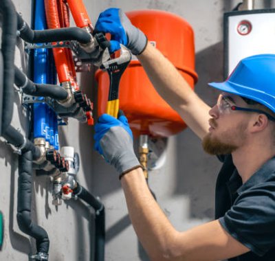 Un technicien règle une installation de maintenance